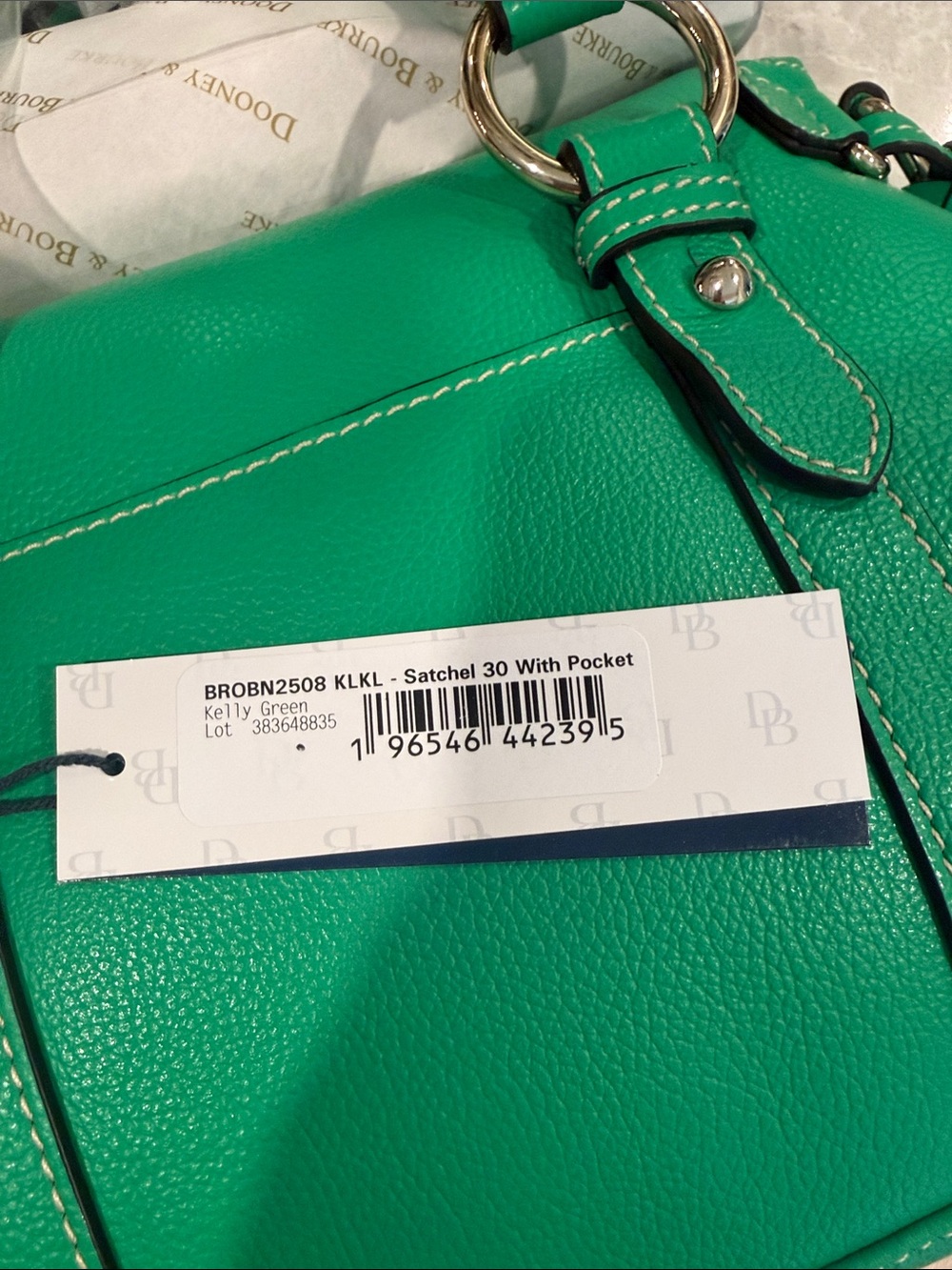 Dooney and Bourke kelly GreenSorrento satchel 30 with pocket - Picture 6 of 9